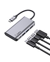 Belkin USB C Hub, 4-in-1 Multi-Port Laptop Dock with 4K HDMI, USB C Docking Station with 100 Watt Pass-Through Power
