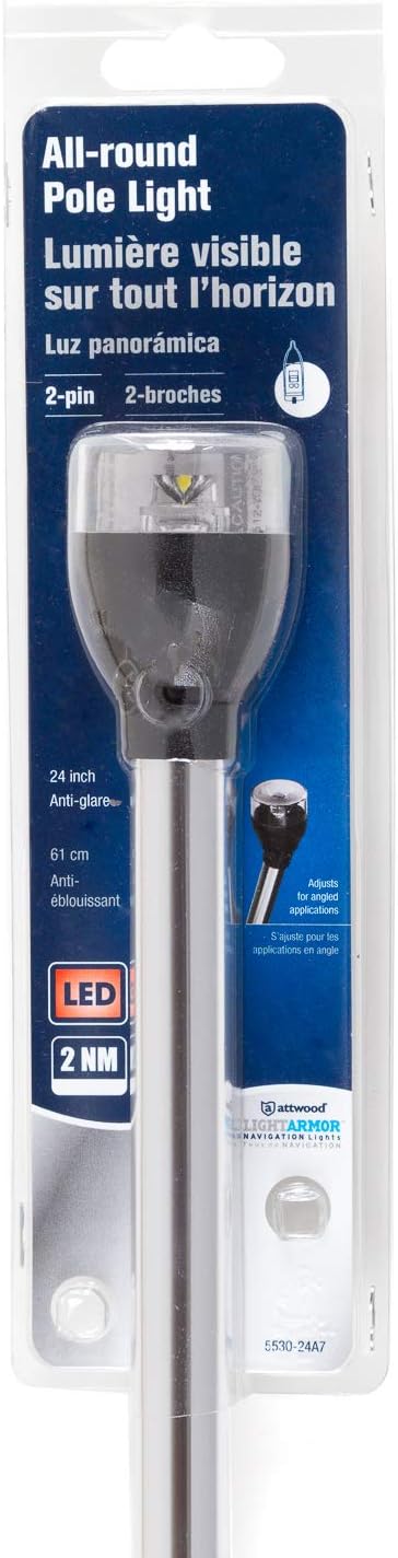 attwood 5530-24A7 All-Round 24-Inch Marine Boat LED Pole Light