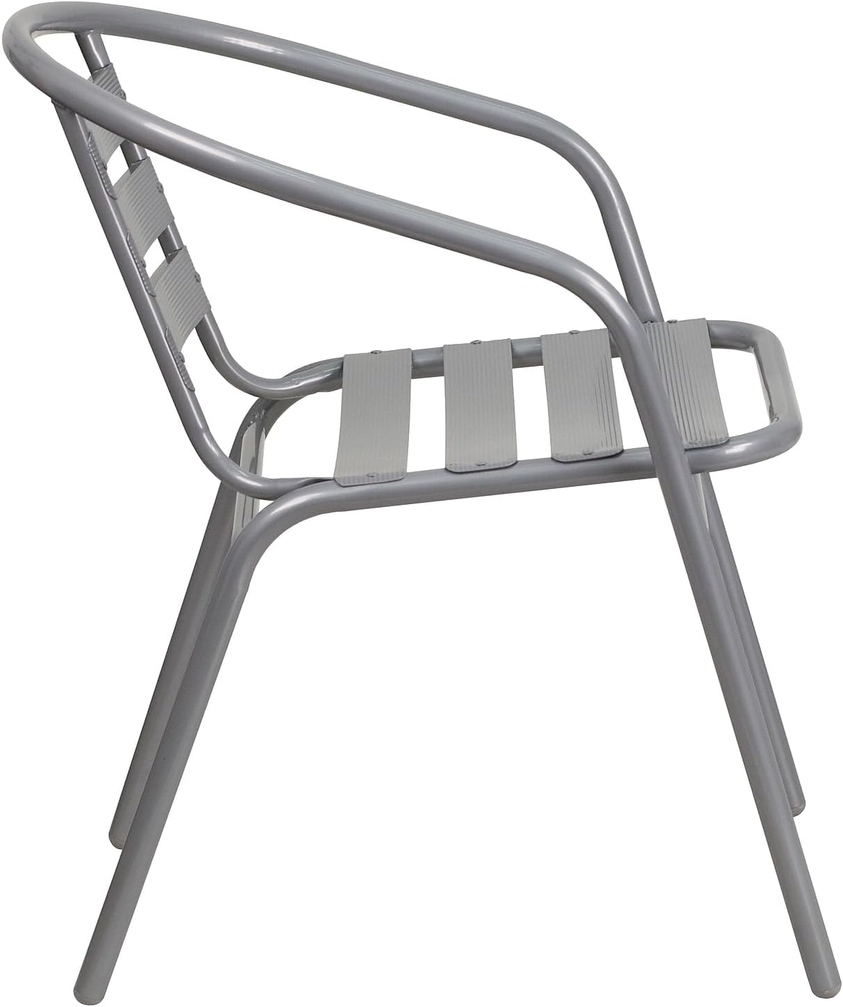 Flash Furniture Lila Silver Metal Restaurant Stack Chair with Aluminum Slats Silver Set of 1