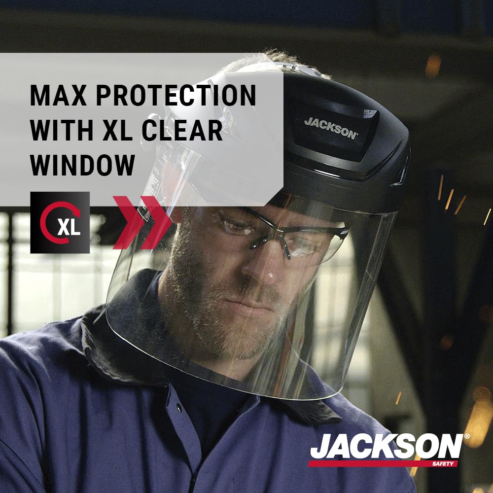 Jackson Safety Lightweight F4XP Premium Face Shield - Mask & Crown with 370 Speed Dial Ratcheting Headgear, ANSI Z87.1
