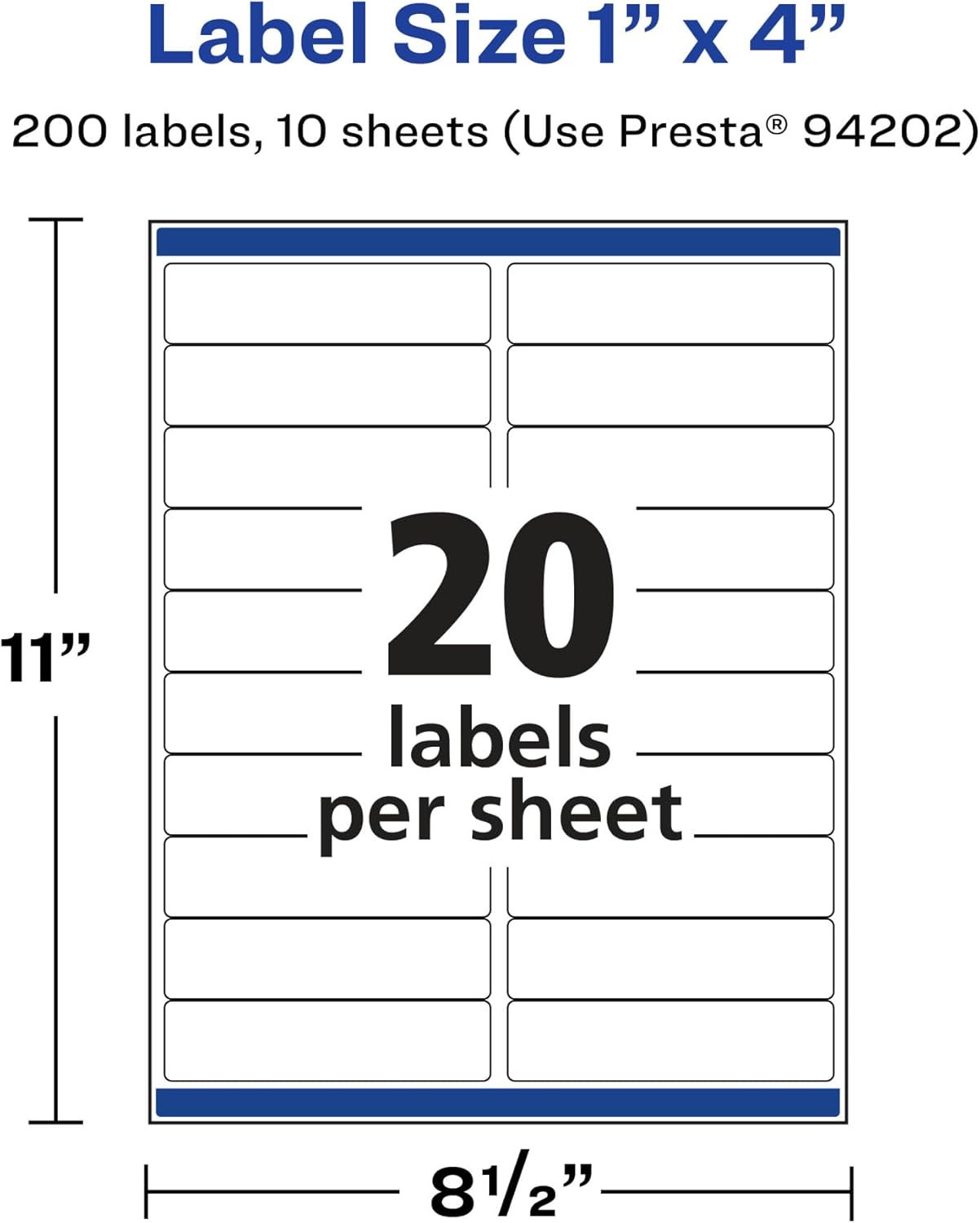 Avery Durable Waterproof Rectangle Labels with Sure Feed Technology, 1" x 4"