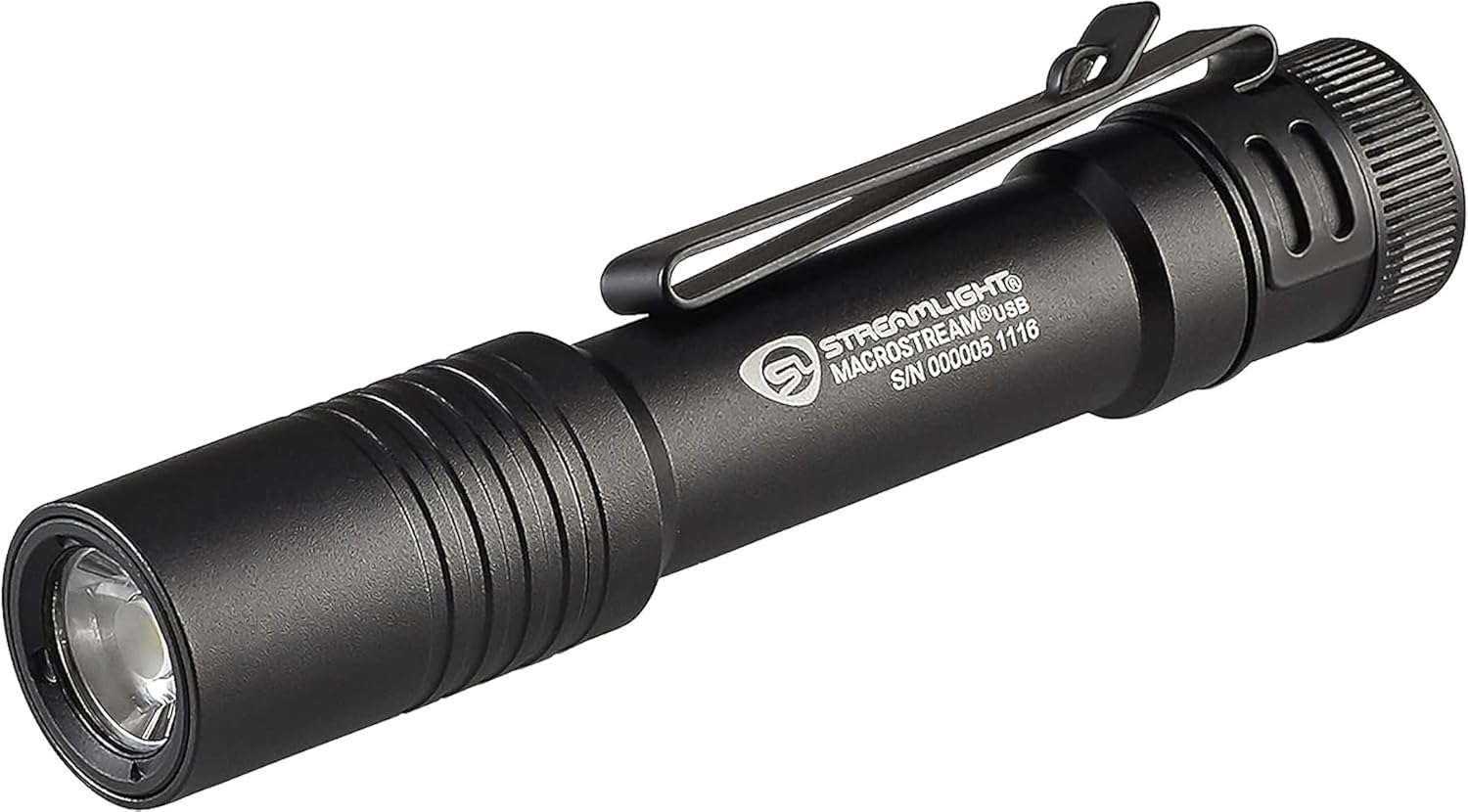 Streamlight 66320 MacroStream USB 500-Lumen 2000-Candela Rechargeable EDC Compact LED Flashlight with USB Cable, Black