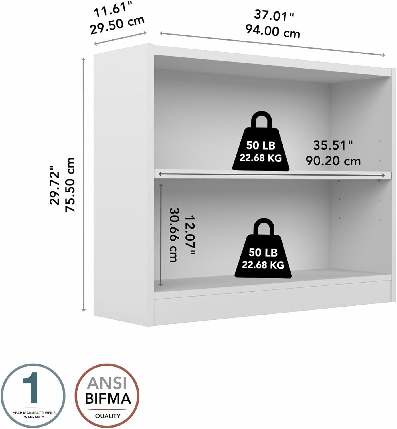 Bush Furniture Universal Bookcase - Storage and Display Bookshelf for Home or Office