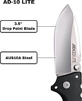COLD STEEL AD-10 Lite Folding Knife — AUS10A Blade, GFN Handle, Tri-Ad Lock