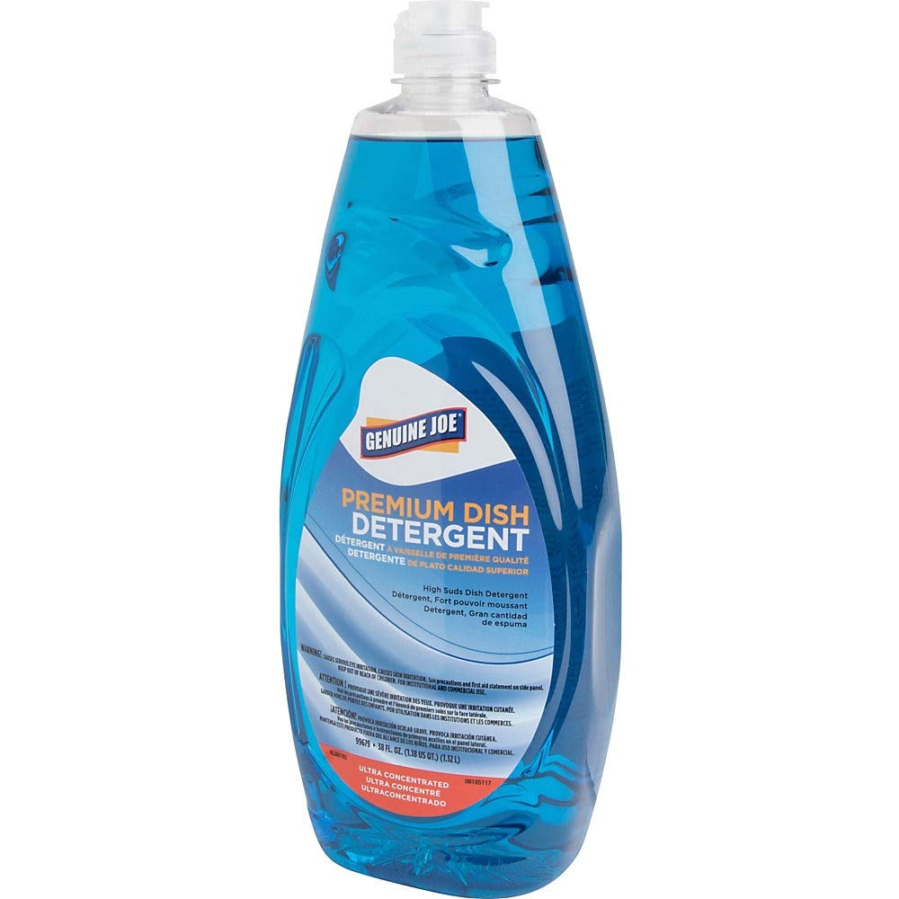 Genuine Joe Premium Dish Detergent - For Dish - Concentrate - 38 fl oz (1.2 quart) - Recommended For: Grease Remover