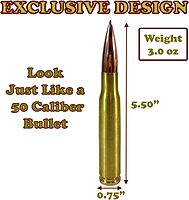 Caliber Gourmet 50 Caliber Bullet Twist Tactical Pen, Gold Plated, Realistic Refillable 50 Cal Bullet Pen for Hunters