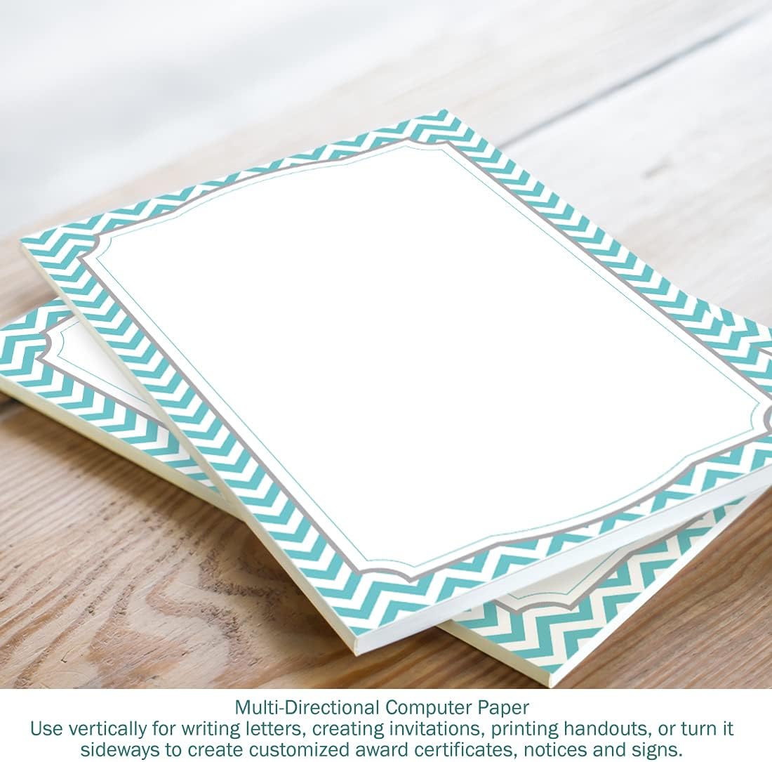 Barker Creek Turquoise Chevron Computer Paper, 8-1/2 x 11 Inches, 50 Sheets