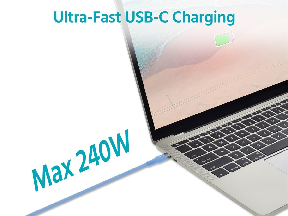 Monoprice USB 2.0 USB-C to USB-C Silicone Cable 3ft Blue