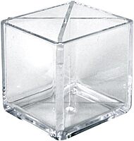 Azar Displays Cube Pencil Holders With Divider, 4inH x 4inW x 4inD, Clear, Pack Of 2 Holders
