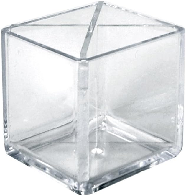 Azar Displays Cube Pencil Holders With Divider, 4inH x 4inW x 4inD, Clear, Pack Of 2 Holders
