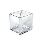 Azar Displays Cube Pencil Holders With Divider, 4inH x 4inW x 4inD, Clear, Pack Of 2 Holders