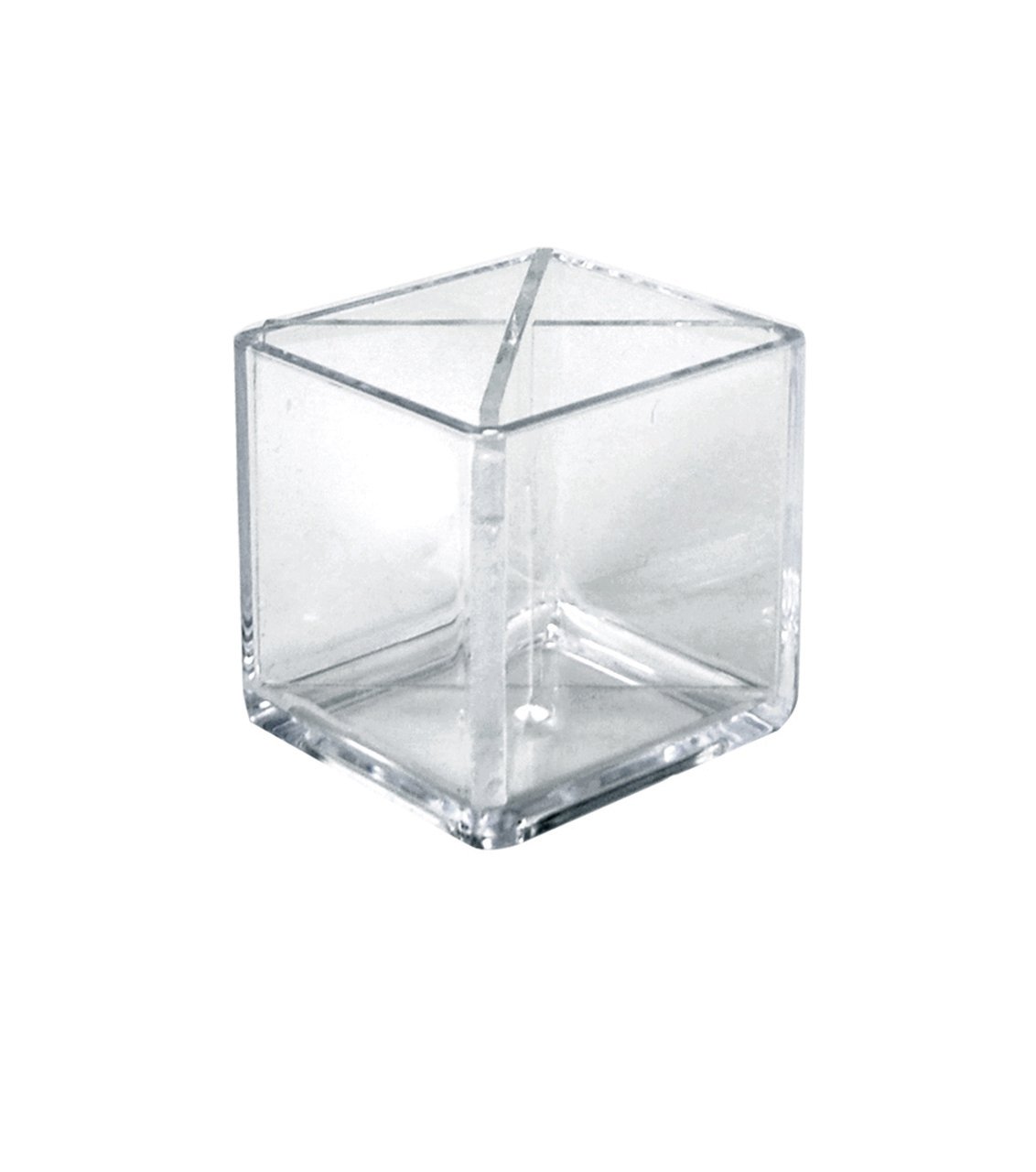 Azar Displays Cube Pencil Holders With Divider, 4inH x 4inW x 4inD, Clear, Pack Of 2 Holders