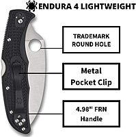 Spyderco Endura 4 Folding Pocket Knife with 3.8 in Blade and FRN Handle