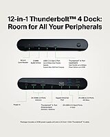 Belkin Thunderbolt 4 Docking Station with 90W Power Delivery for MacBook & Windows - 8K/Dual 4K Display, Thunderbolt 4 Cable, HDMI, Ethernet, SD & Audio Ports, Gray