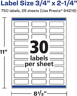 Avery Durable Waterproof Rectangle Labels, Sure Feed Technology, 0.75" x 2.25"