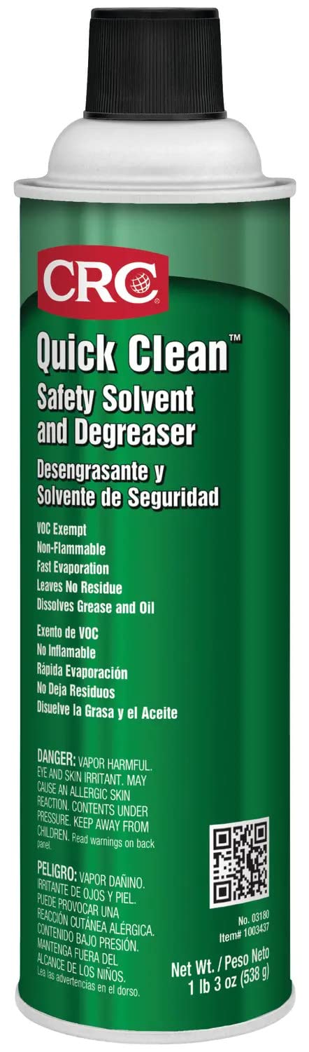 CRC Quick Clean Safety Solvent And Degreaser 03180 – 19 WT OZ, Clear, Aerosol Cleaner