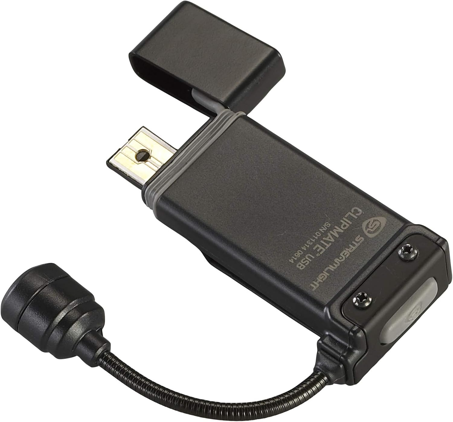 Streamlight 61125 ClipMate 70-Lumen USB Rechargeable Clip-On Light, with White and Red LEDs, Black Without AC Adapter