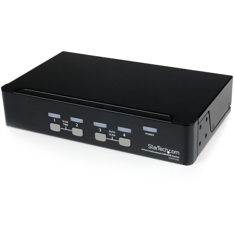 StarTech.com 4 Port Professional VGA USB KVM Switch with Hub - 1U Rack-mountable KVM Switch (SV431USB)