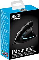 Adesso iMouse E1 Wired Vertical Ergonomic Illuminated Optical 6-Button USB Mouse - Glossy Black, Right-Handed