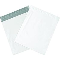 BOX USA "Poly Mailer Envelopes, 15"" x 20"" x 4"", White, Self-Seal with Tear Strip, Gusseted