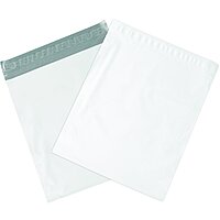 BOX USA "Poly Mailer Envelopes, 15"" x 20"" x 4"", White, Self-Seal with Tear Strip, Gusseted