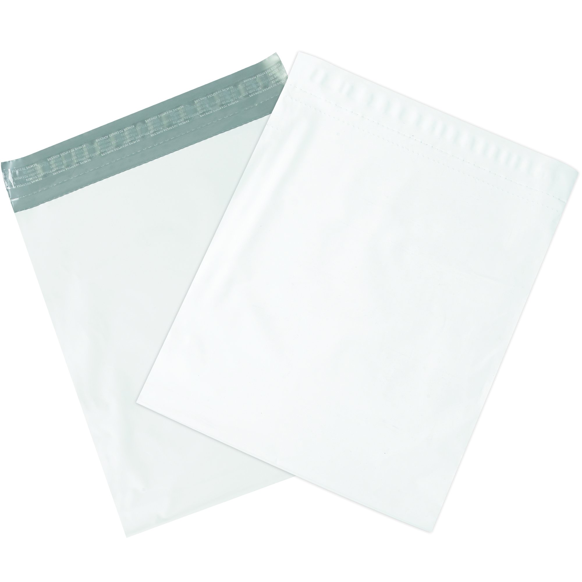 BOX USA "Poly Mailer Envelopes, 15"" x 20"" x 4"", White, Self-Seal with Tear Strip, Gusseted
