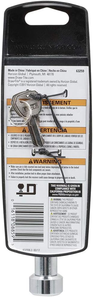 Draw-Tite 63259 5/8" Dogbone Style Receiver Lock with Sleeve for 3" Square Receivers