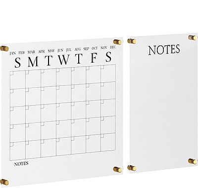 Martha Stewart Grayson Acrylic Wall Calendar and Notes Board with Dry Erase Marker