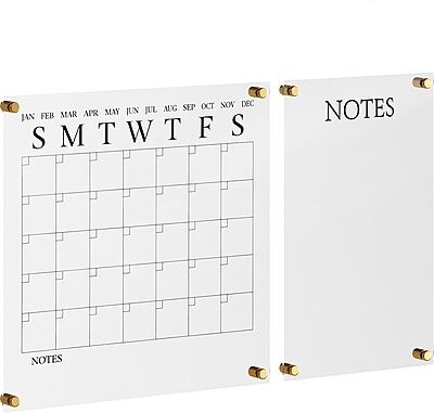 Martha Stewart Grayson Acrylic Wall Calendar and Notes Board with Dry Erase Marker