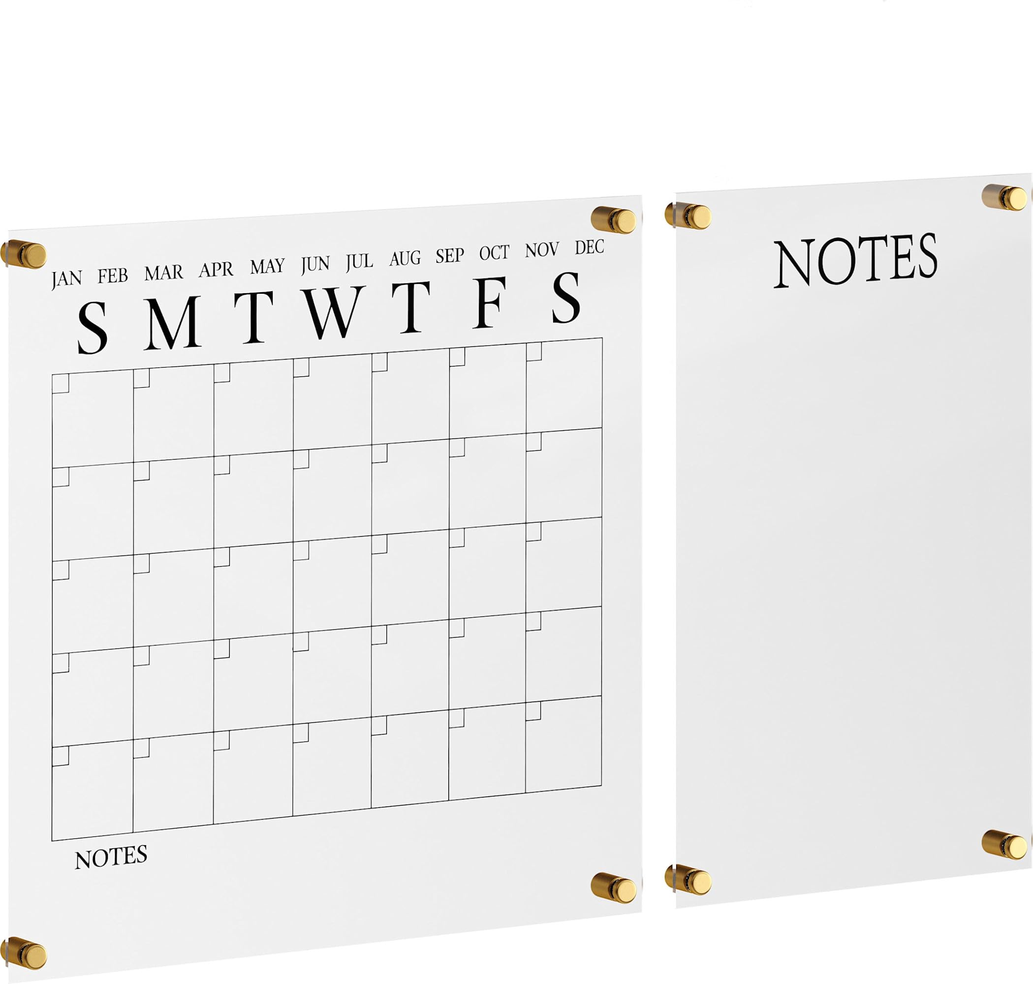 Martha Stewart Grayson Acrylic Wall Calendar and Notes Board with Dry Erase Marker