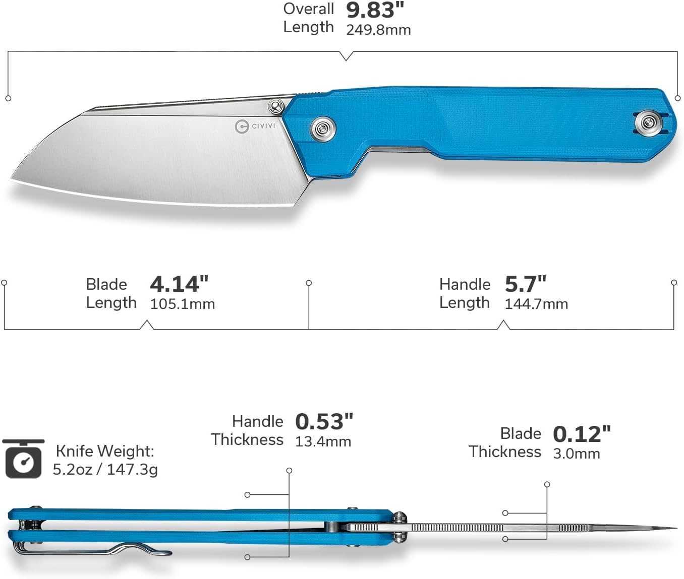 CIVIVI Hid Folding Pocket Knife 4.14in 14C28N Blade G10 Handle