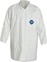 Tyvek Lab Coat, White, Snap Front, 2 Pockets, Medium, 30/Carton