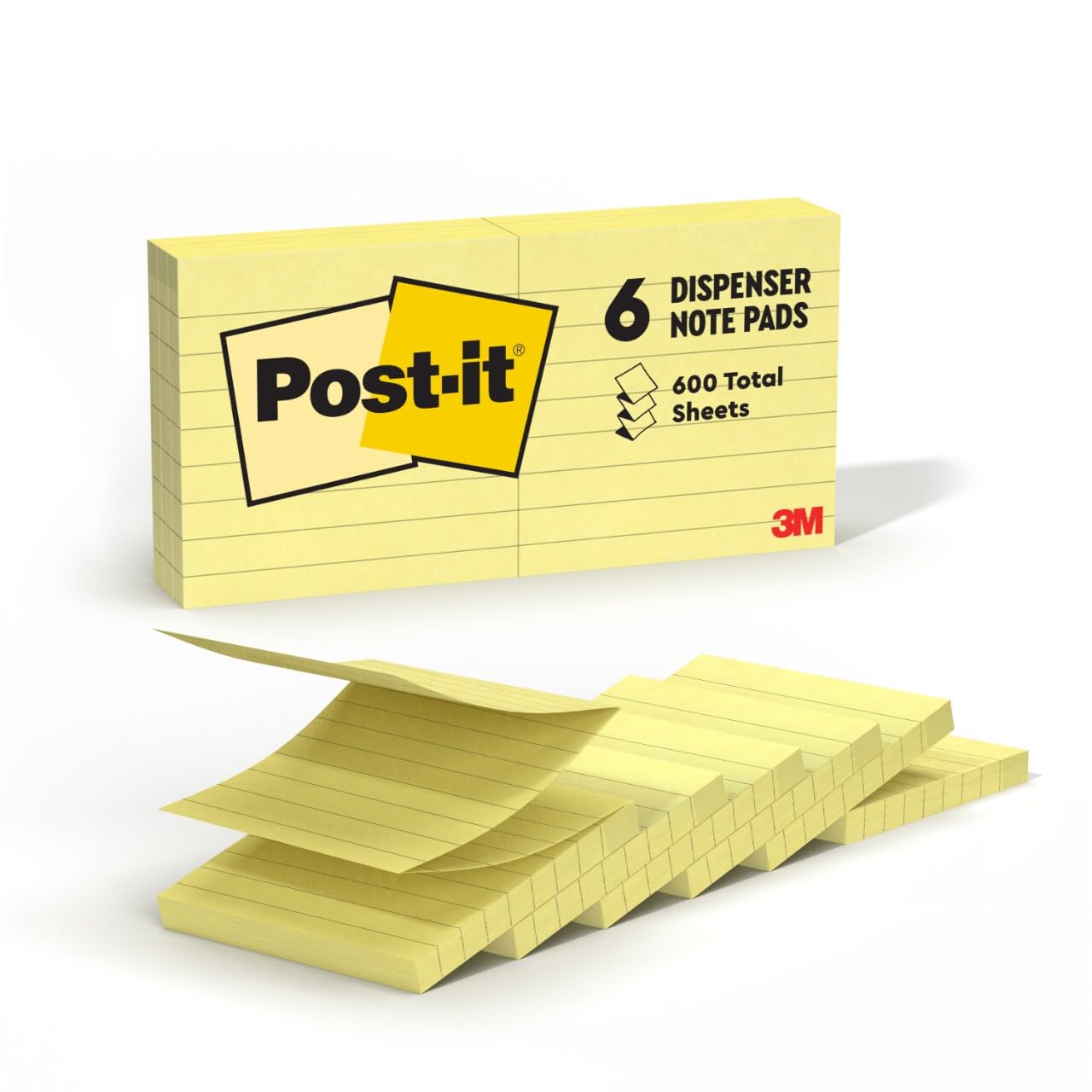 Post-it Dispenser Pop-up Notes, 3x3 in, 6 Pads, Canary Yellow, Clean Removal, Recyclable