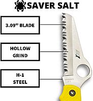 Spyderco Saver Salt Knife with 3.09" H-1 Corrosion-Resistant Stainless Steel Blade and Lightweight Yellow FRN Handle - SpyderEdge -C118SYL