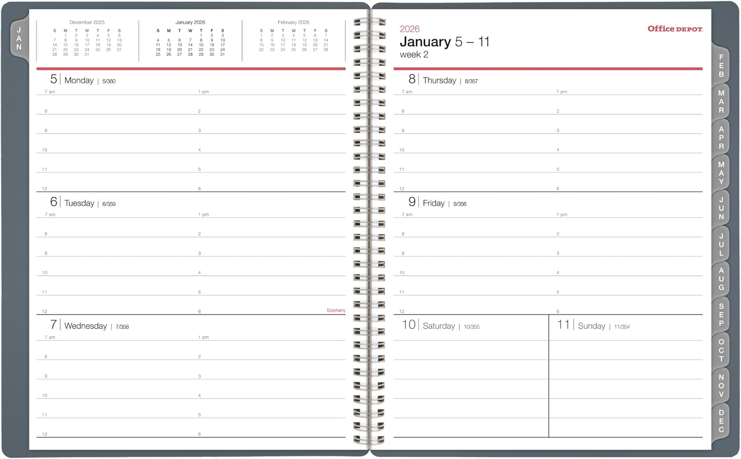 Office Depot Brand Weekly Monthly Appointment Book, 8 1/2" x 11", Silver, January 2026 to December 2026, OD71053026