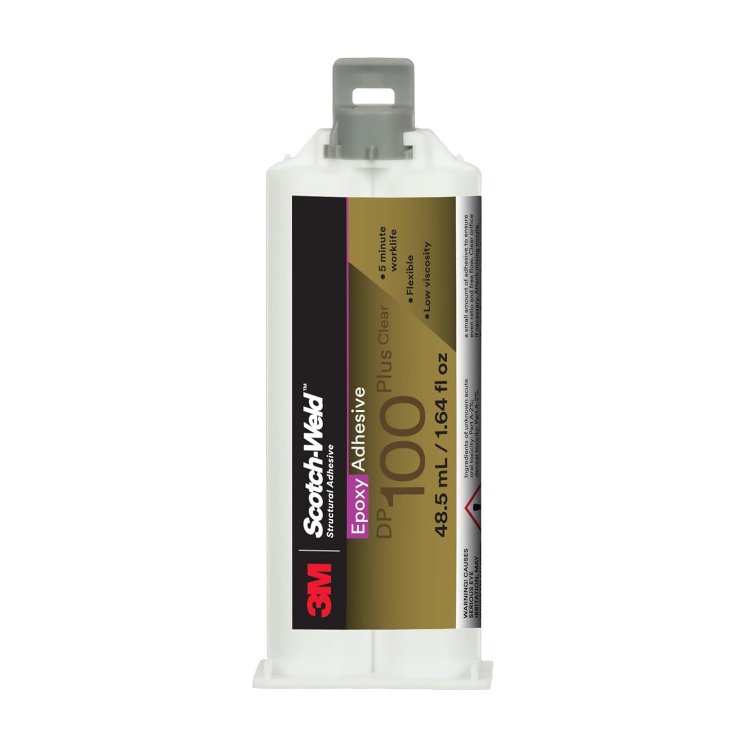 3M Scotch-Weld Epoxy Adhesive DP100 Plus, Clear, Professional Grade, Fast Handling and Cure, 48.5 mL (1.64 fl oz) Duo-Pak