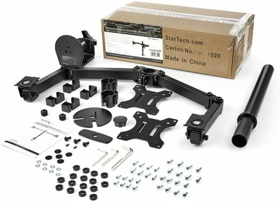 StarTech.com Desk Mount Dual Monitor Arm - Desk Clamp/Grommet VESA Monitor Mount for up to 32 inch Displays