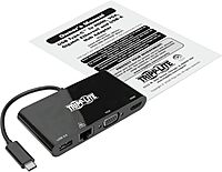Tripp Lite USB-C Hub with 4K HDMI, 1080P VGA, Gigabit Ethernet, USB-A 3.0, Thunderbolt 3, DisplayPort Alt Mode, 5 Gbps, Black (U444-06N-HV4GUB)