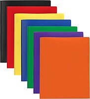 Office Depot® Brand 2-Pocket School-Grade Poly Folders With Prongs, 8-1/2" x 11", Assorted Colors, Pack Of 48
