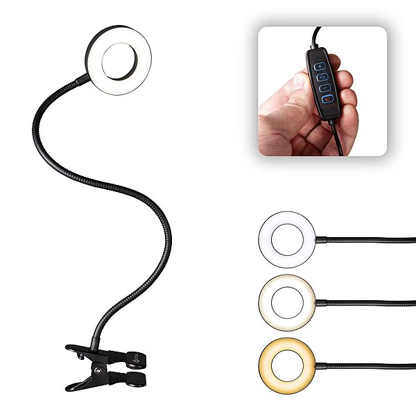 OttLite® Wellness Series Capture Clip-On LED Ring Light, 25"H, 11.5W, Black