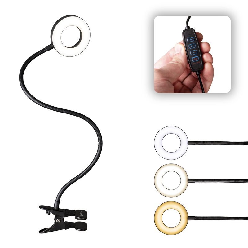 OttLite® Wellness Series Capture Clip-On LED Ring Light, 25"H, 11.5W, Black