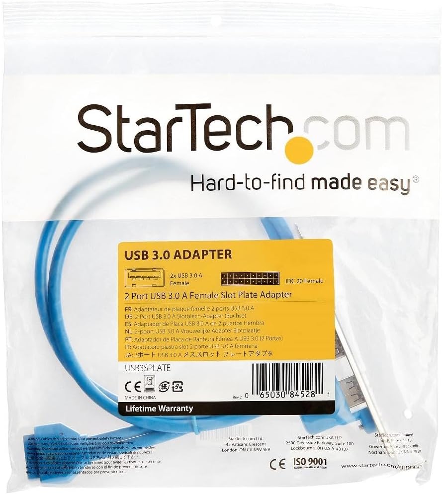 StarTech.com 2 Port USB 3.0 A Female Slot Plate Adapter - USB3SPLATE