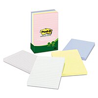 Post-it Greener Notes, 4 in x 6 in, 5 Pads, 100 Sheets/Pad, Lined, Clean Removal, School Supplies and Office Products