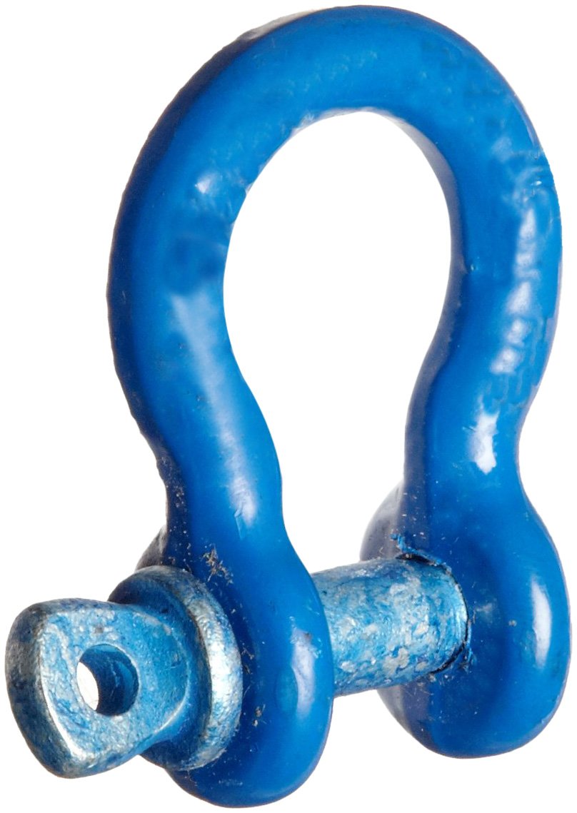 Campbell 419-S Screw Pin Anchor Shackles, Drop-Forged Carbon Steel, Painted Blue, 1/4" Trade, 1/2 ton Working Load Limit