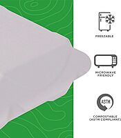 ECO PRODUCTS Compostable 8" Clamshell To Go Containers, Case of 200, 3 Compartment, Square Take Out Food Box, White Renewable Molded Fiber, Microwaveable & Freezable, Grease & Cut Resistant, ASTM