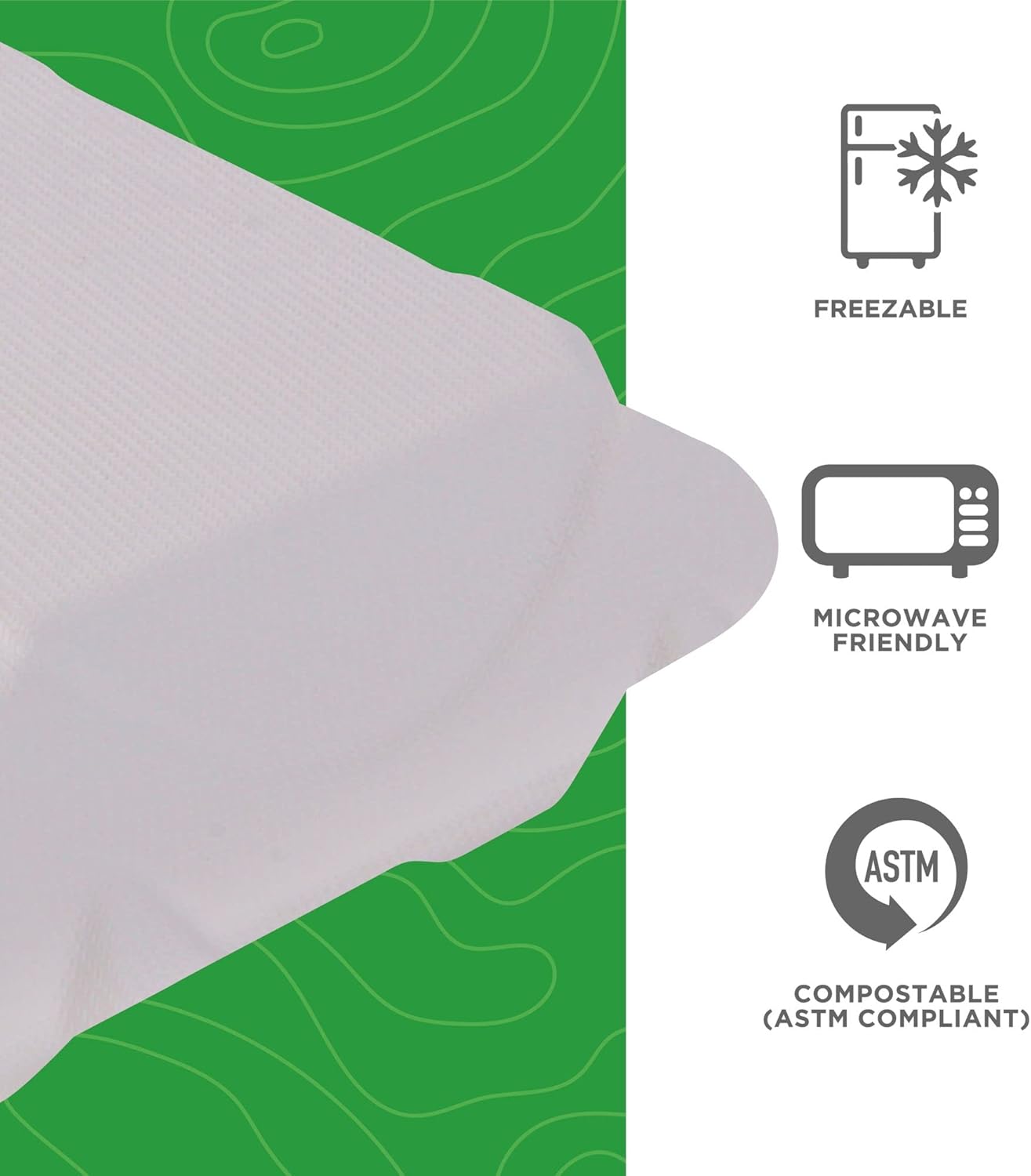 ECO PRODUCTS Compostable 8" Clamshell To Go Containers, Case of 200, 3 Compartment, Square Take Out Food Box