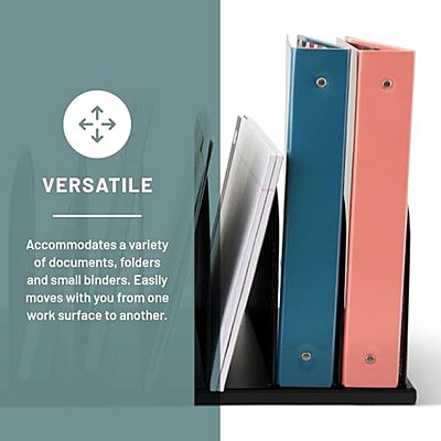 Safco Onyx Desk Organizer, 8 Side by Side Vertical Compartments, Office and Classroom Mailbox , Paper and Mail Sorter, Steel Mesh, Black