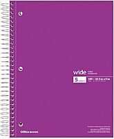 Office Depot® Wirebound Notebooks, 8" x 10-1/2", 5 Subjects, Wide Ruled, 180 Sheets, Assorted Colors, Pack Of 6 Notebooks