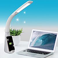 OttLite Purify LED Sanitizing Desk Lamp with Wireless Charging – Eliminates up to 99.9% of Bacteria, Touch Activated