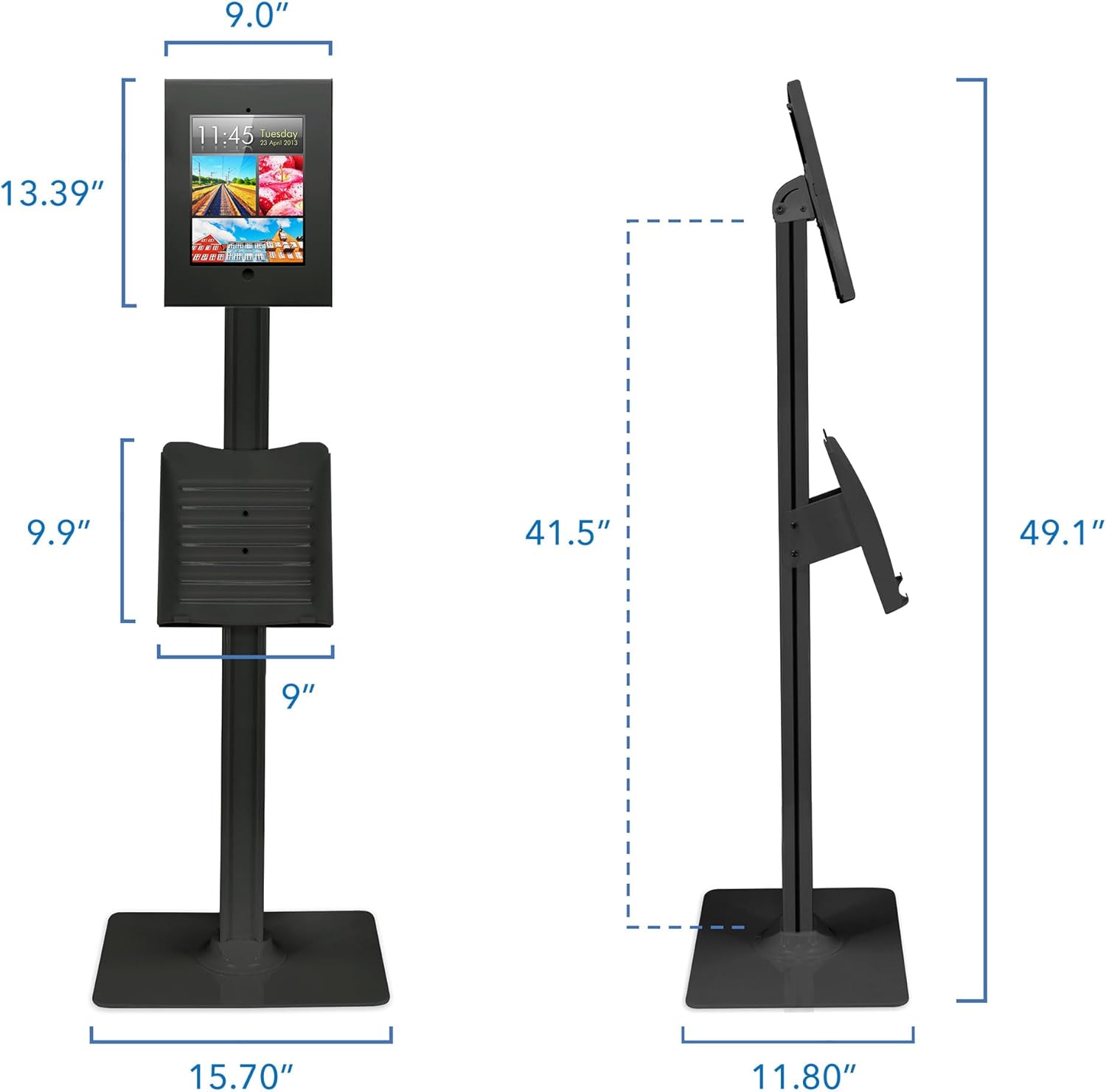 Mount-It! Anti-Theft Floor Stand Compatible with iPad, Contact-Less Universal Lockable Tablet Kiosk